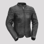 Chaqueta de motociclista para mujer. Piel de vaca ventilada con forro térmico desmontable con cremallera 