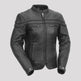 Giacca da moto da donna. Pelle di bovino ventilata con fodera termica removibile con zip 