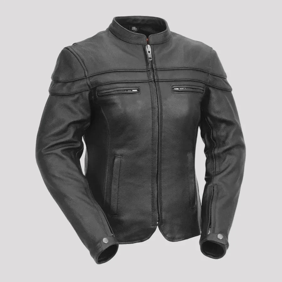 Giacca da moto da donna. Pelle di bovino ventilata con fodera termica removibile con zip 