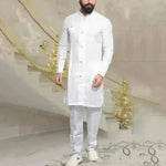 Men Arab Middle Eastern Long Shirt Linen Button - EX-STOCK CANADA