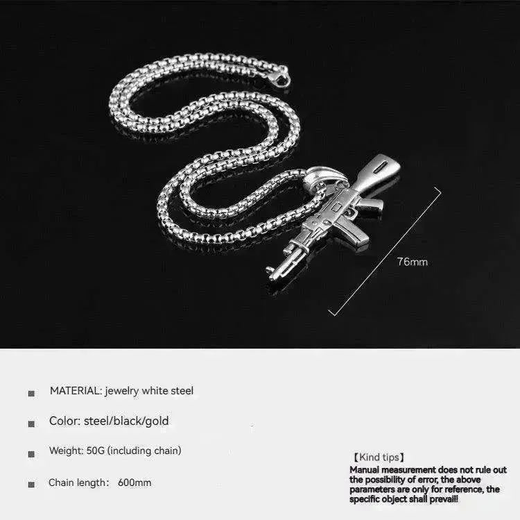 Men's AK47 Titanium Steel Street Hip-hop Electroplating Stainless Steel Gun Necklace - EX-STOCK CANADA