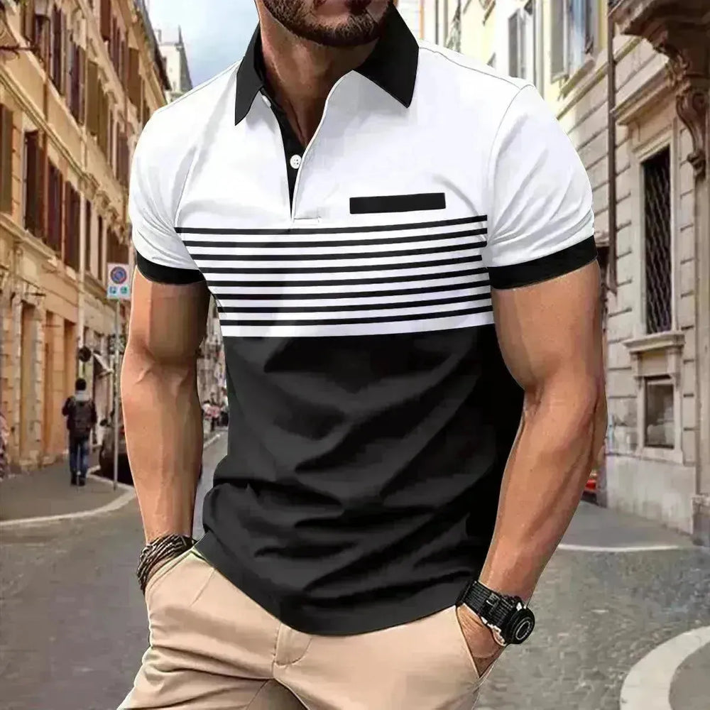 Men's Casual Striped Shirt With Chest Pocket - EX-STOCK CANADA