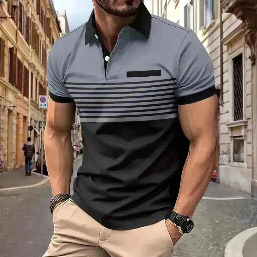 Men's Casual Striped Shirt With Chest Pocket - EX-STOCK CANADA