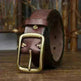 Men's Cowhide Vintage Distressed Pleated Brass Buckle Belt - EX-STOCK CANADA