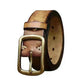 Men's Cowhide Vintage Distressed Pleated Brass Buckle Belt - EX-STOCK CANADA