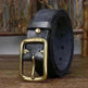 Men's Cowhide Vintage Distressed Pleated Brass Buckle Belt - EX-STOCK CANADA