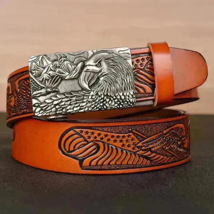 Men's Fashion Belt Eagle Wings Embossing - EX-STOCK CANADA