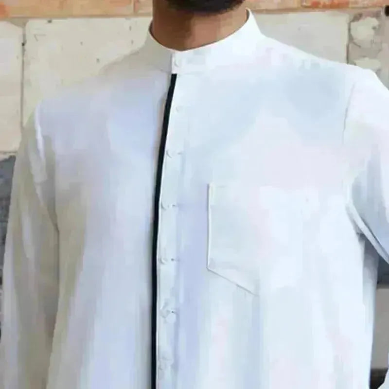 Men's Fashion Casual White Button Down Arab Robe - EX-STOCK CANADA