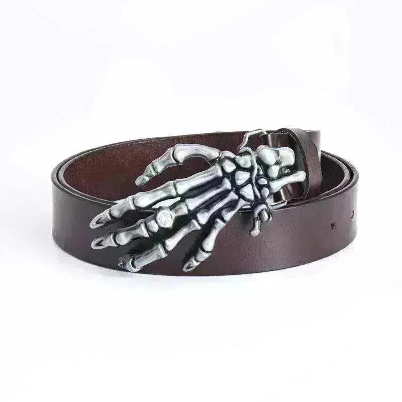 Men's Leather Belt Skull Big Head Claw Outdoor Rider - EX-STOCK CANADA