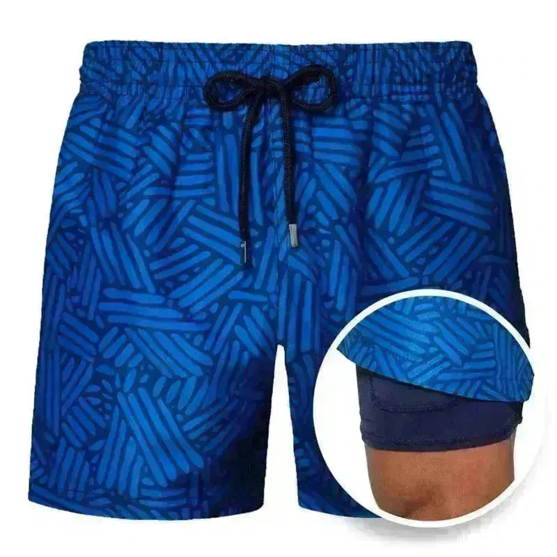Men's Printed Beach Shorts Sports Double Layer Shorts Summer - EX-STOCK CANADA