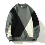 Men's Round Neck Sweater Spring Fashion Loose Breathable Stitching Long Sleeve - EX-STOCK CANADA