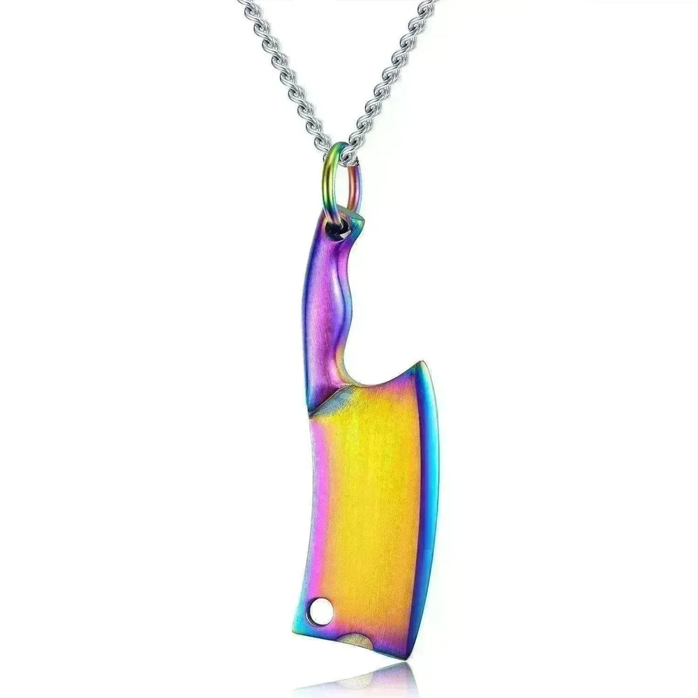 Men's Stainless Steel Necklace, Colorful Glare Classic Pendant - EX-STOCK CANADA
