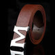 Men's Style Letter M Smooth Buckle Casual Pants Youth Belt Pure White - EX-STOCK CANADA