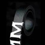 Men's Style Letter M Smooth Buckle Casual Pants Youth Belt Pure White - EX-STOCK CANADA