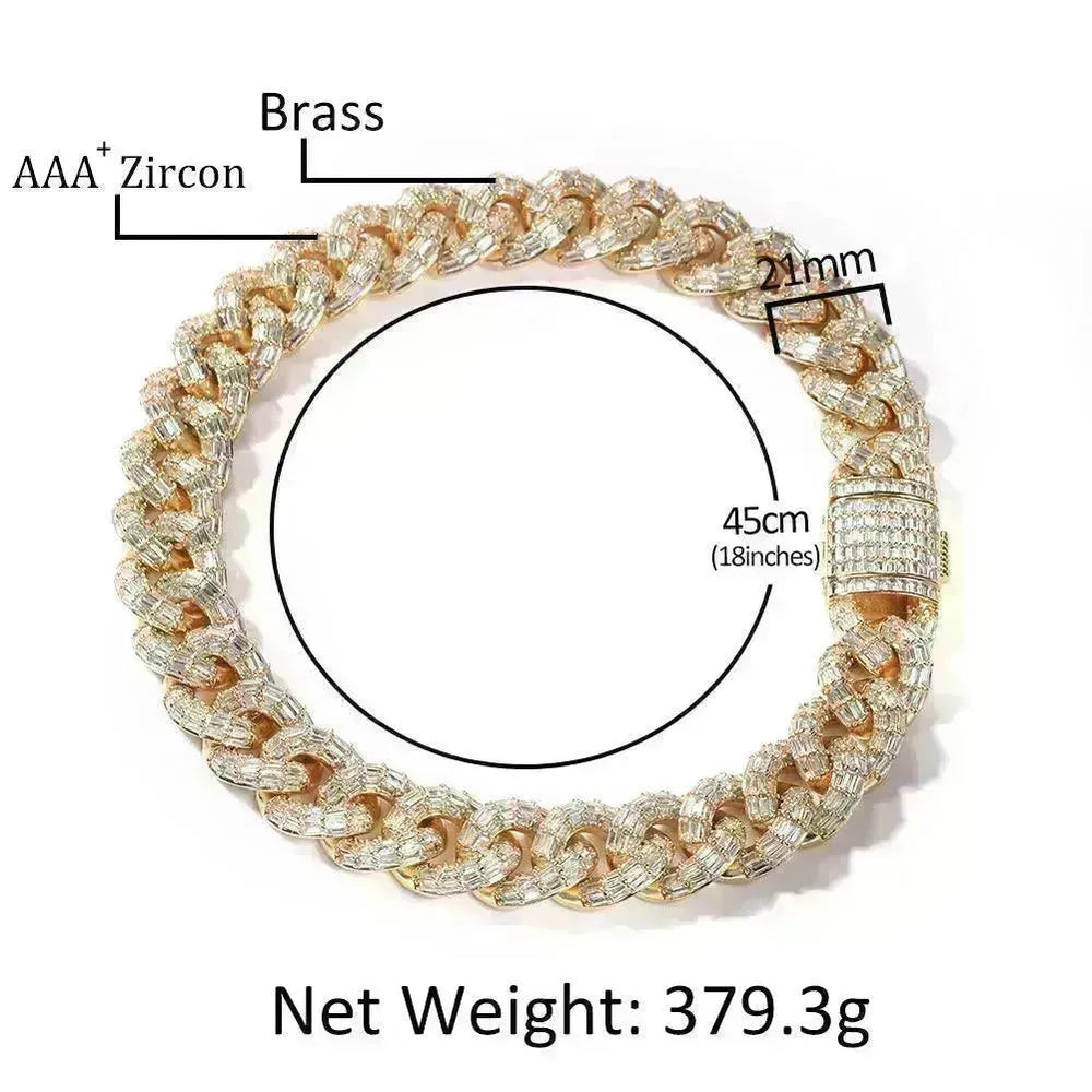 Mens Fashion Personalized Square Zirconium Cuban Bracelet Necklace - EX-STOCK CANADA