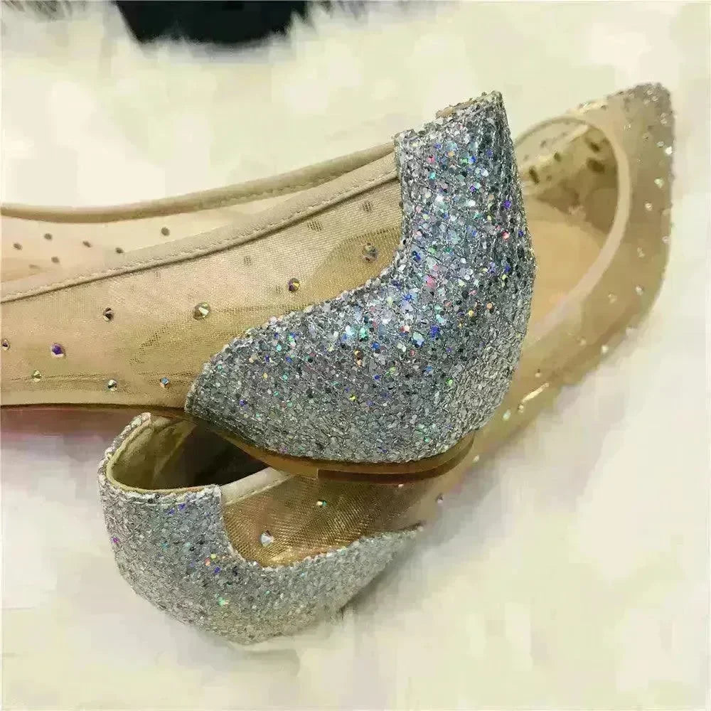Mesh Rhinestone Transparent Women's Single Shoes Pointed High Heels Women - EX-STOCK CANADA
