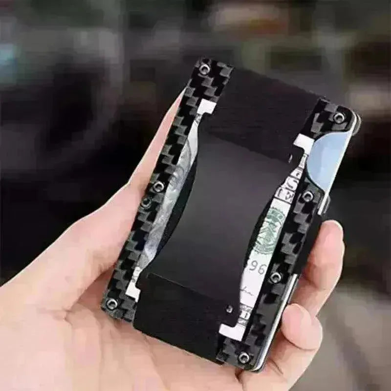Metal Card Wrapped Carbon Fiber RFID Anti theft Brush Wallet - EX-STOCK CANADA