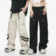 Metal Snap Fastener Detachable Webbing Multi-pocket Wide Leg Straight Overalls - EX-STOCK CANADA