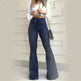 Micro elastic lace-up flared leg pants Women Wide Leg Denim Jeans High rise Wide leg Pants Trouser for Women - EX-STOCK CANADA