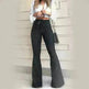 Micro elastic lace-up flared leg pants Women Wide Leg Denim Jeans High rise Wide leg Pants Trouser for Women - EX-STOCK CANADA