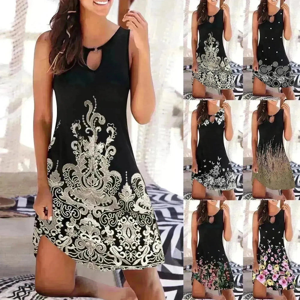 Mid Skirt Women's Sleeveless Fashion Skirt Print Jumpsuit - EX-STOCK CANADA
