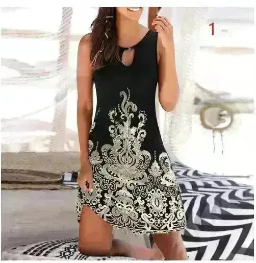 Mid Skirt Women's Sleeveless Fashion Skirt Print Jumpsuit - EX-STOCK CANADA