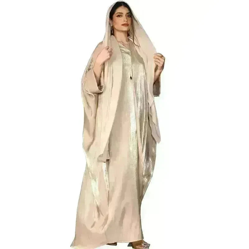 Middle East Arab Fashion Bright Silk Satin Robe Women's Clothing - EX-STOCK CANADA