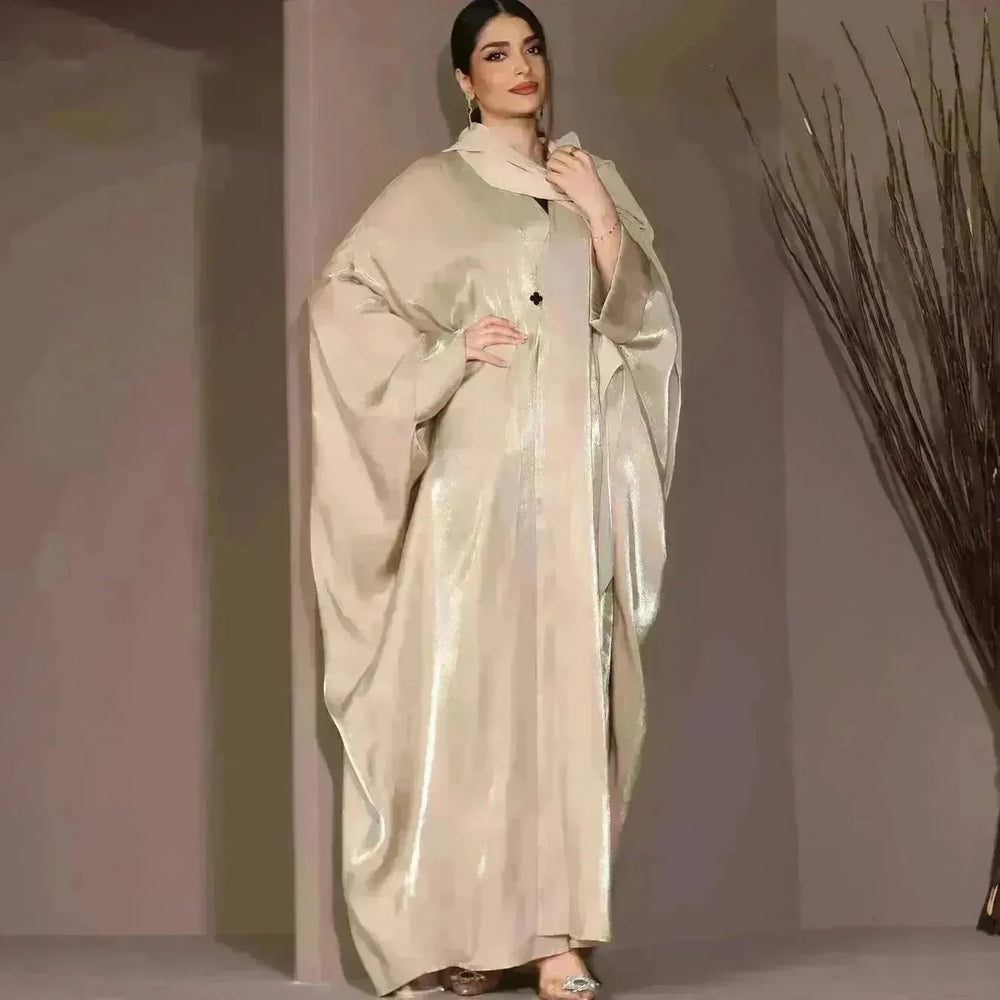 Middle East Arab Fashion Bright Silk Satin Robe Women's Clothing - EX-STOCK CANADA