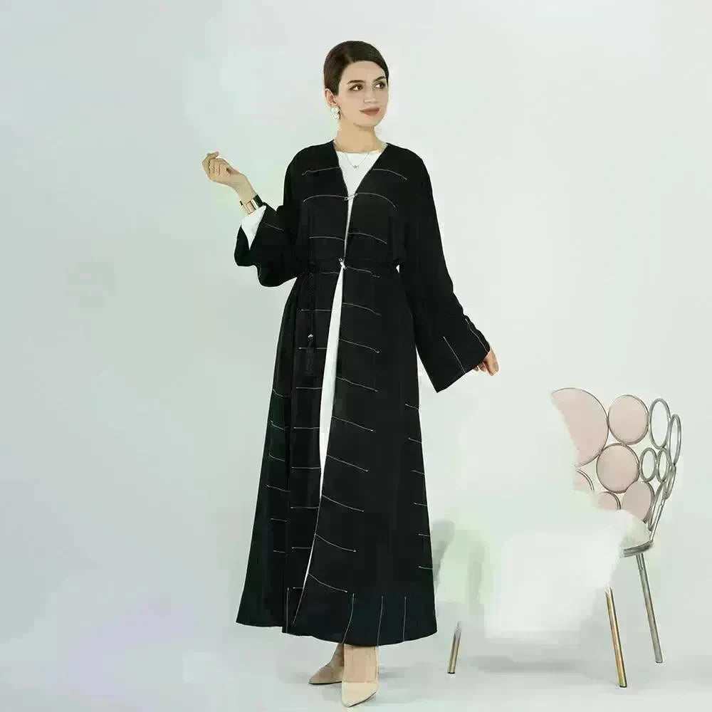 Middle East Turkey Dubai Solid Color Cardigan Dress - EX-STOCK CANADA