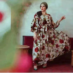 Middle Eastern Turkey Ruffled Rose Printed Bohemian Dress - EX-STOCK CANADA