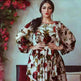 Middle Eastern Turkey Ruffled Rose Printed Bohemian Dress - EX-STOCK CANADA