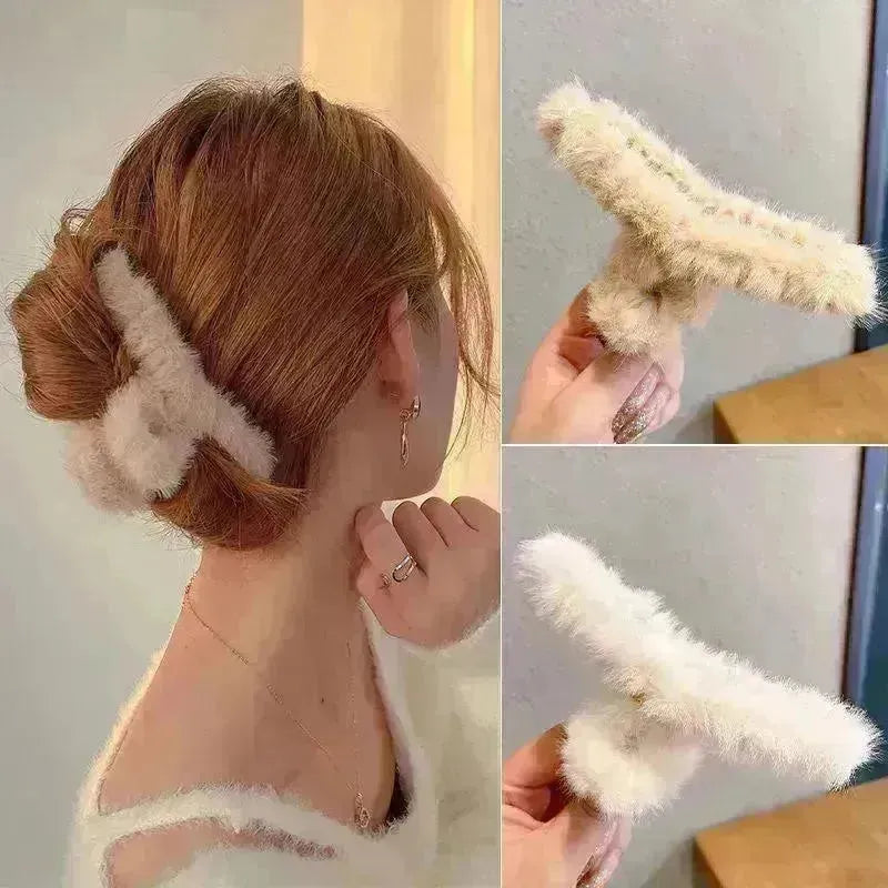 Milk Coffee Plush Headdress High Ponytail Cloth Hair Accessories - EX-STOCK CANADA