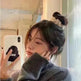Milk Coffee Plush Headdress High Ponytail Cloth Hair Accessories - EX-STOCK CANADA