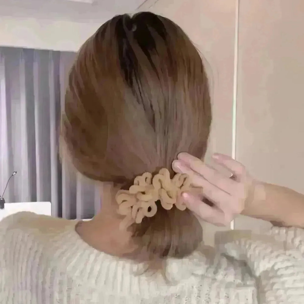 Milk Coffee Plush Headdress High Ponytail Cloth Hair Accessories - EX-STOCK CANADA