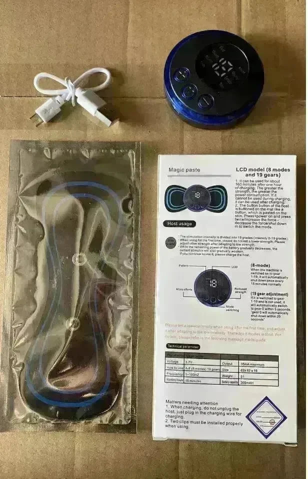 Mini Massage Pad Smart LCD Display Electrotherapy Massager Cervical Spine Waist Back Butterfly Instrument Pocket - EX-STOCK CANADA