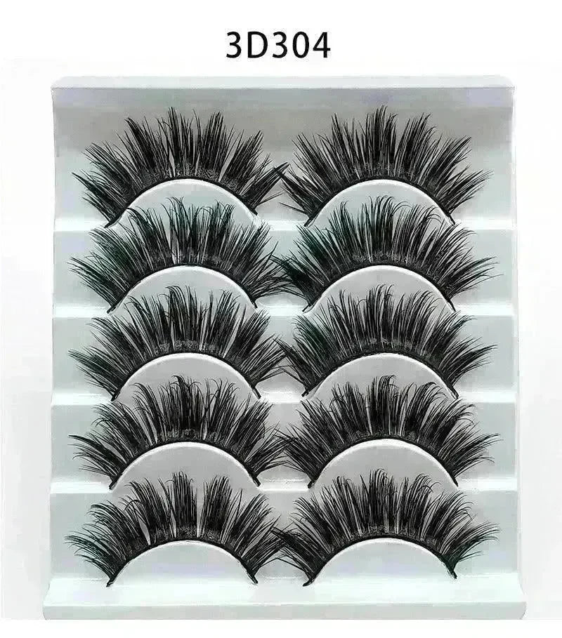 Mink False Eyelashes 3D False Eyelashes Five Pairs Of Soft Cotton Stalk Eyelashes - EX-STOCK CANADA