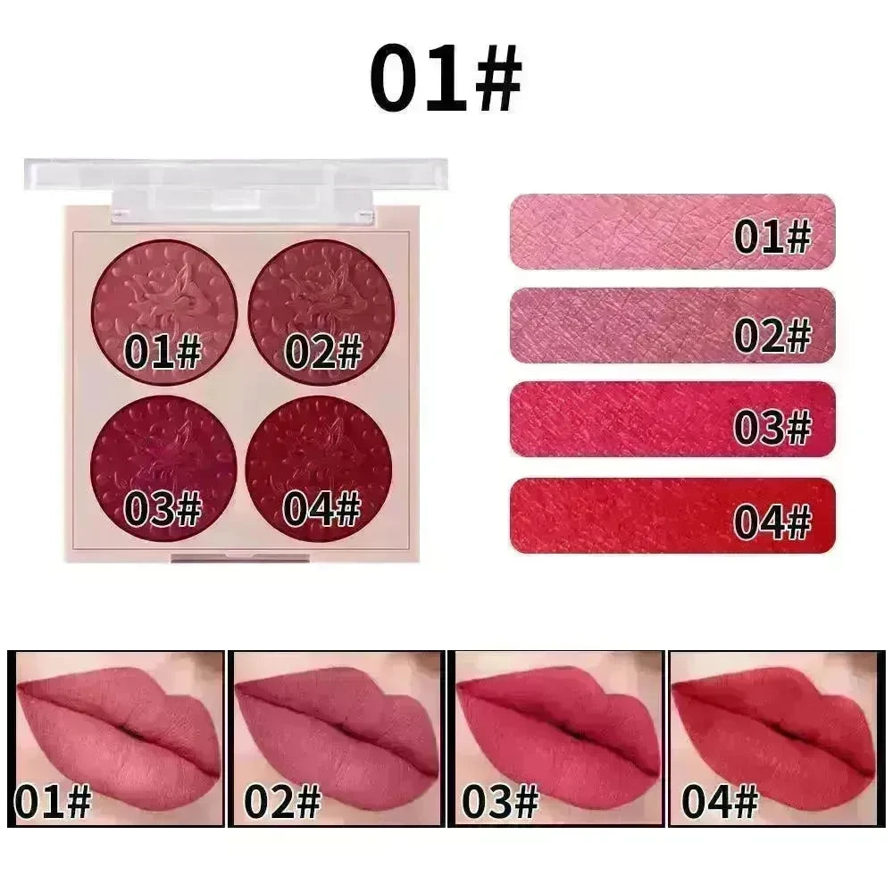 MISS ROSE Lipstick Compact 4 Color Lip Gloss Plate Moisturizing Easy To Color Lipstick Foreign Trade Exclusive For Cross-border In Stock Wholesale - EX-STOCK CANADA