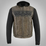 Milwaukee Leather Men's Skull Hoodie Leather Vest | 2-in-1 Moto Vest 