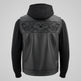 Gilet in pelle nera da uomo Milwaukee Leather con teschi riflettenti e fodera con cappuccio completo 