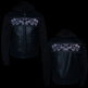 Gilet in pelle nera da uomo Milwaukee Leather con teschi riflettenti e fodera con cappuccio completo 