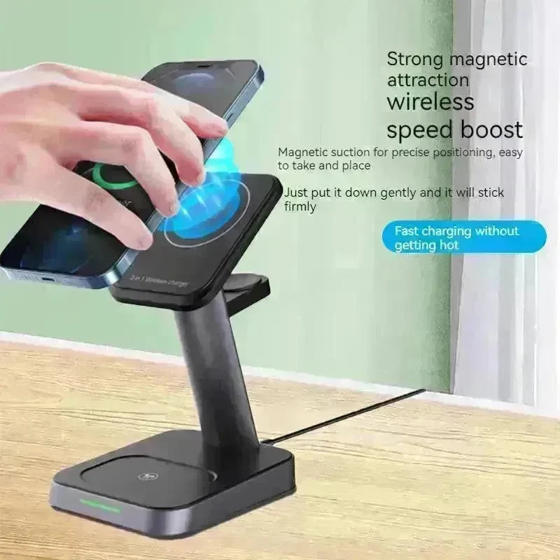 Mobile Phone Vertical Wireless Charger Watch Wireless Charger Mobile Phone Wireless Three-in-one Charger - EX-STOCK CANADA