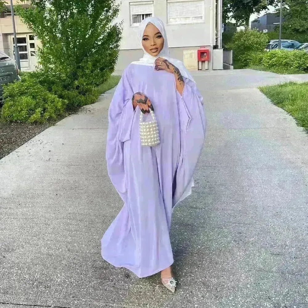 Modest Plain Solid Color Abaya Dress for Arab Middle East Dubai Turkey Women. - EX-STOCK CANADA