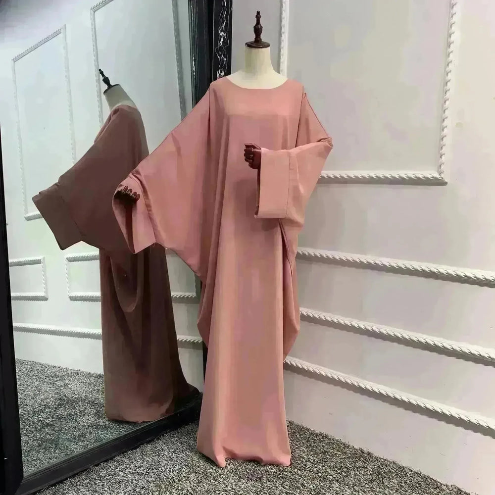 Modest Plain Solid Color Abaya Dress for Arab Middle East Dubai Turkey Women. - EX-STOCK CANADA