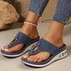 New Air Cushion Thong Sandals Summer Flip Flops Hollow Metal Buckle Wedges Shoes For Women Thick Sole Beach Shoes - EX-STOCK CANADA