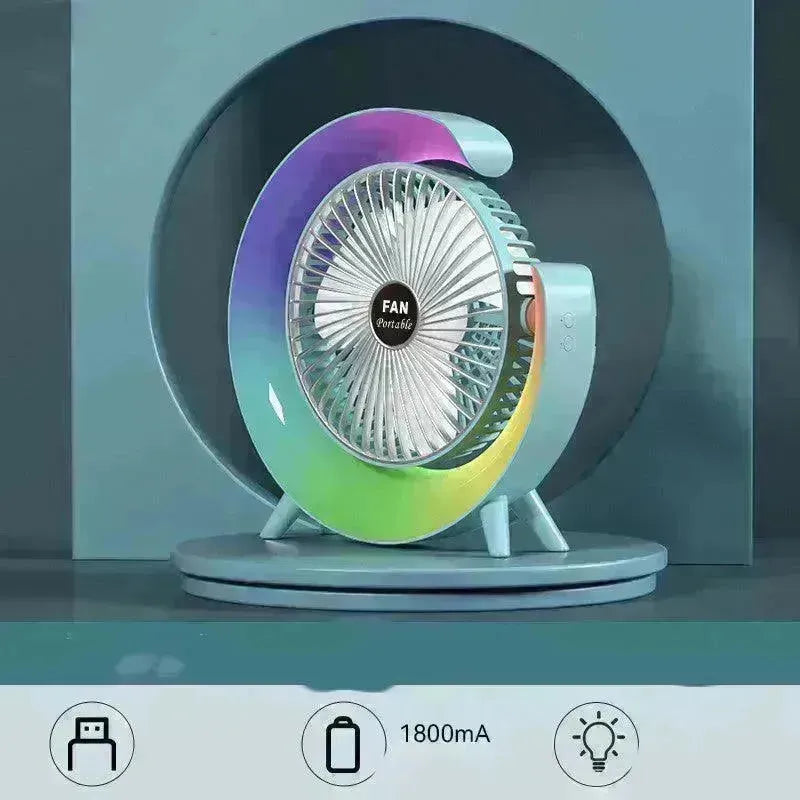 New Bright Night Light Charging Fan Desktop Silent Mini Electric Fan Portable Fan USB - EX-STOCK CANADA