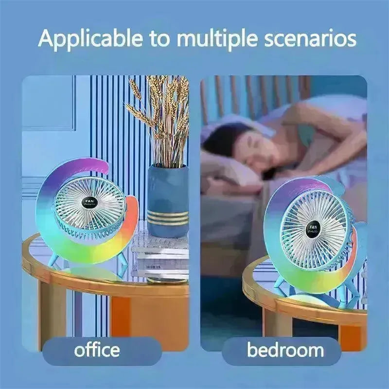 New Bright Night Light Charging Fan Desktop Silent Mini Electric Fan Portable Fan USB - EX-STOCK CANADA