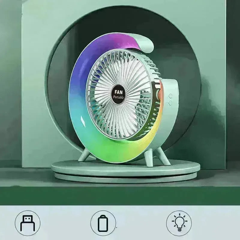 New Bright Night Light Charging Fan Desktop Silent Mini Electric Fan Portable Fan USB - EX-STOCK CANADA