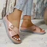 New Buckle Cross-design Slippers Summer Wedges Sandals Fashion Women's Beach Shoes - EX-STOCK CANADA