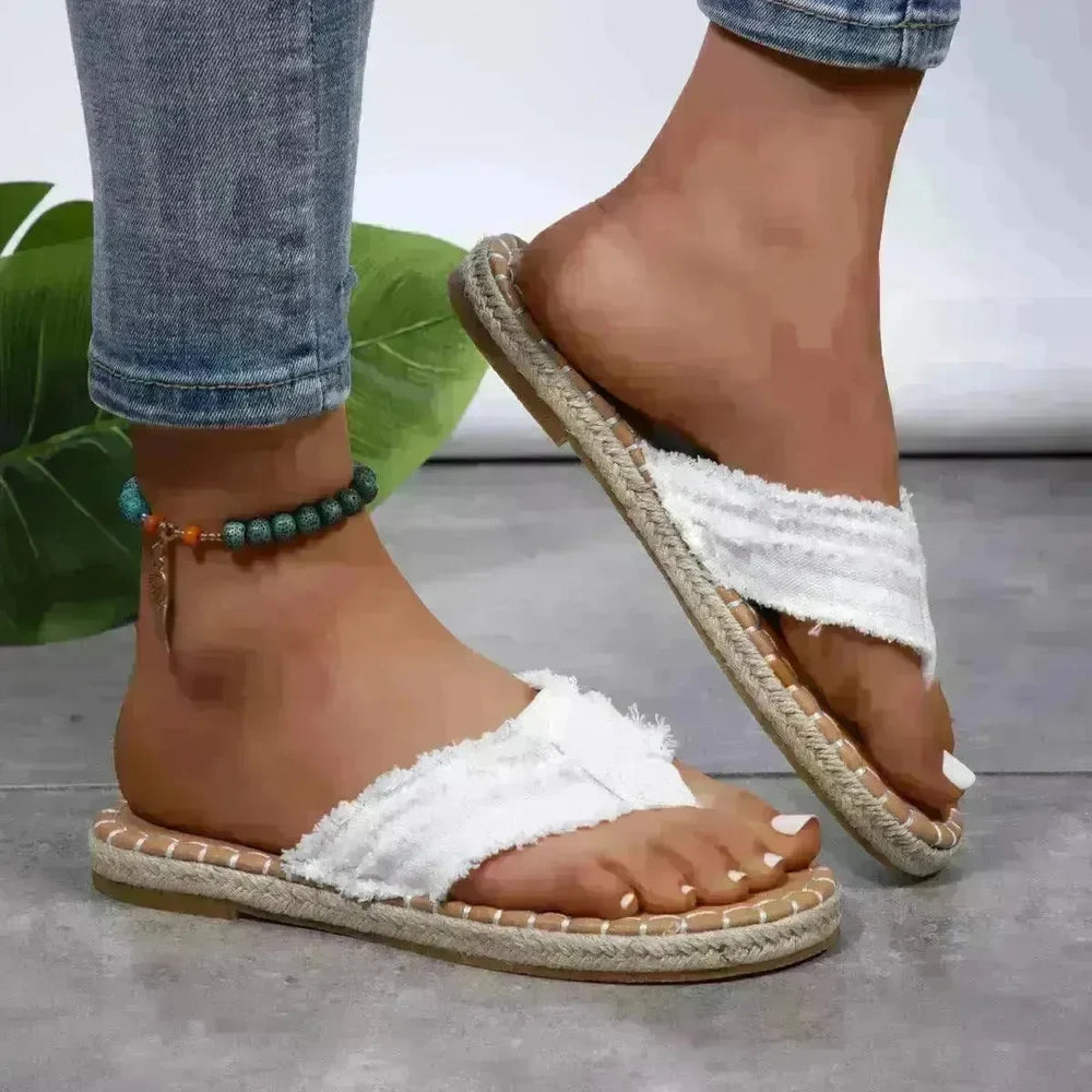 New Canvas Flip Flops Summer Thong Sandals Comfortable Fashion Flat Shoes For Women - EX-STOCK CANADA