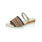 New Color-blocked Wave-patterned Sandals Summer Fashion Wedges Slippers Outdoor Ethnic Style One-line Thick-soled Shoes For Women - EX-STOCK CANADA
